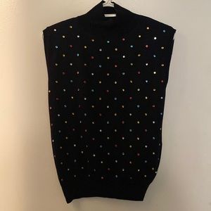 Paco rabanne, small turtleneck sweater in black with colorful buttons/buttons